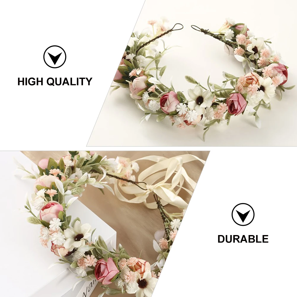 

Artificial Garland Headdress Wreaths Bridal Headband Decorate Cloth Floral Fabric Women's Headwear Flower Bride