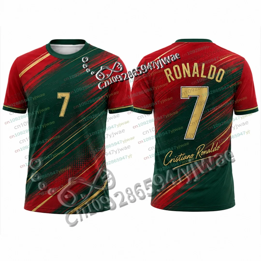 Heißer Verkauf Rushready Ronaldo Nr. 7 Gedenk-Fußballtrikot Sommer Eltern-Kind Sport T-Shirt Sonderedition Fan Fußballtrikot – Detail 5