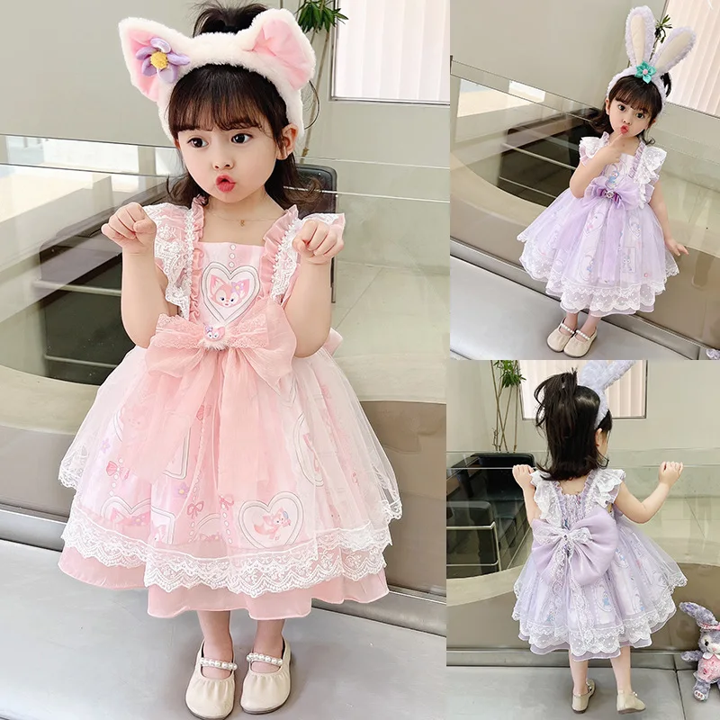 

Girl'S Lingna Belle Dress2024Summer New Lolita Princess Children'S Western Style Summer Dress