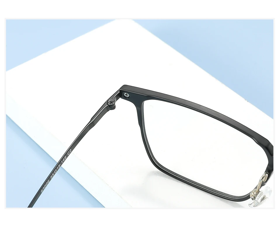 3-in-1-Brillengestell aus reinem Titan mit vollem Rand, quadratisch, für Herren, mit polarisierten Clip-On-Sonnenbrillen und Nachtsicht, Damenbrillen 93006 – Detail 8