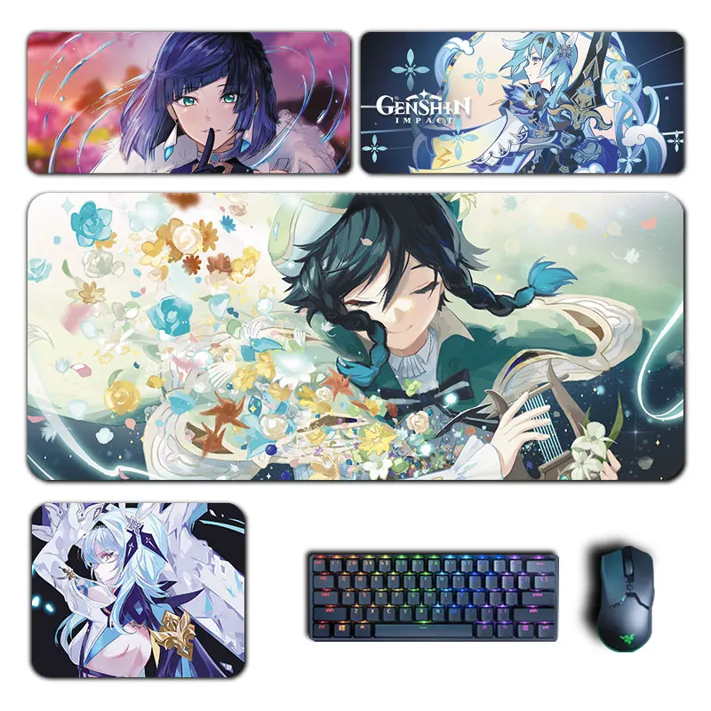 

Venti Eula Yelan Mouse Pad Genshin Impact large Mousepad Genshin Keyboard Padding Computer Pad PC Gaming Accessories Desk Mat
