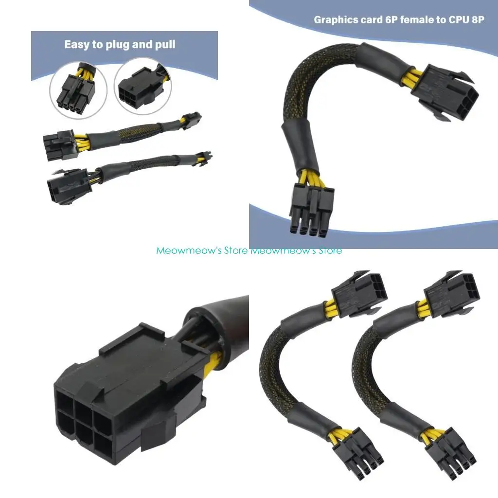 W91A CPU 8 Pin Pin Ekstensi Motherboard Motherboard CPU 8 Pin ke 6pin Adapter Grafis Kartu Power Catu daya adaptor kabel adaptor