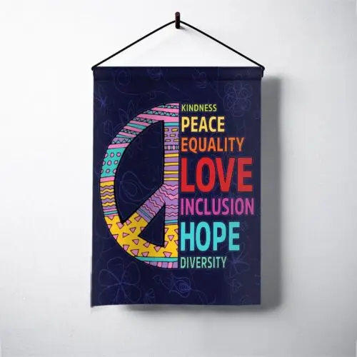 Peace Equality Love Inclusion Hope Diversity Flag, Civil Rights Peace Sign Flag