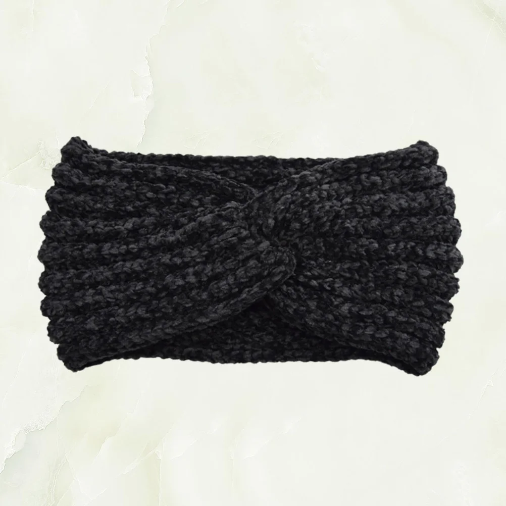 

Warm Knitted Headband Black for Women Winter Sports Headwrap Cross Design Fashionable Hair Hoops for Outdoor Activities