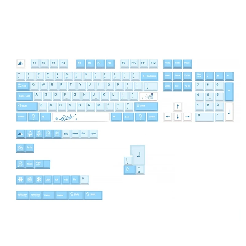 

136 Keys Cherry Keycaps PBT 5 Sides DYE SUB Blue Snow Keycap For GK61/64/68/84/980 Mechanical Keyboard for Key