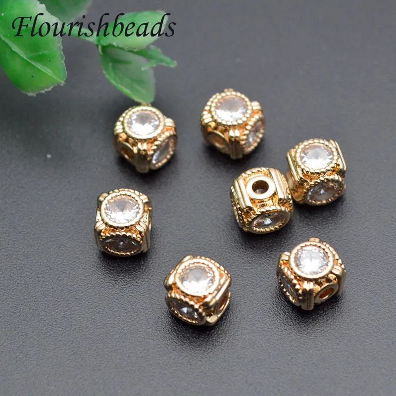 High Quality Big Hole Beads 6mm Metal Brass Square Spacer Beads Jewelry Making Diy Handmade Materials 30pcs/lot