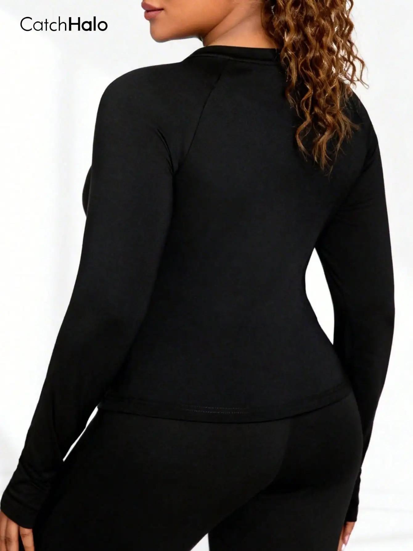 Women Plus Size Long Sleeve Yoga Top Crew Neck Thumb Holes Soft Stretchy Slim Fit Gym Fitness Running Athletic Workout Shirt
