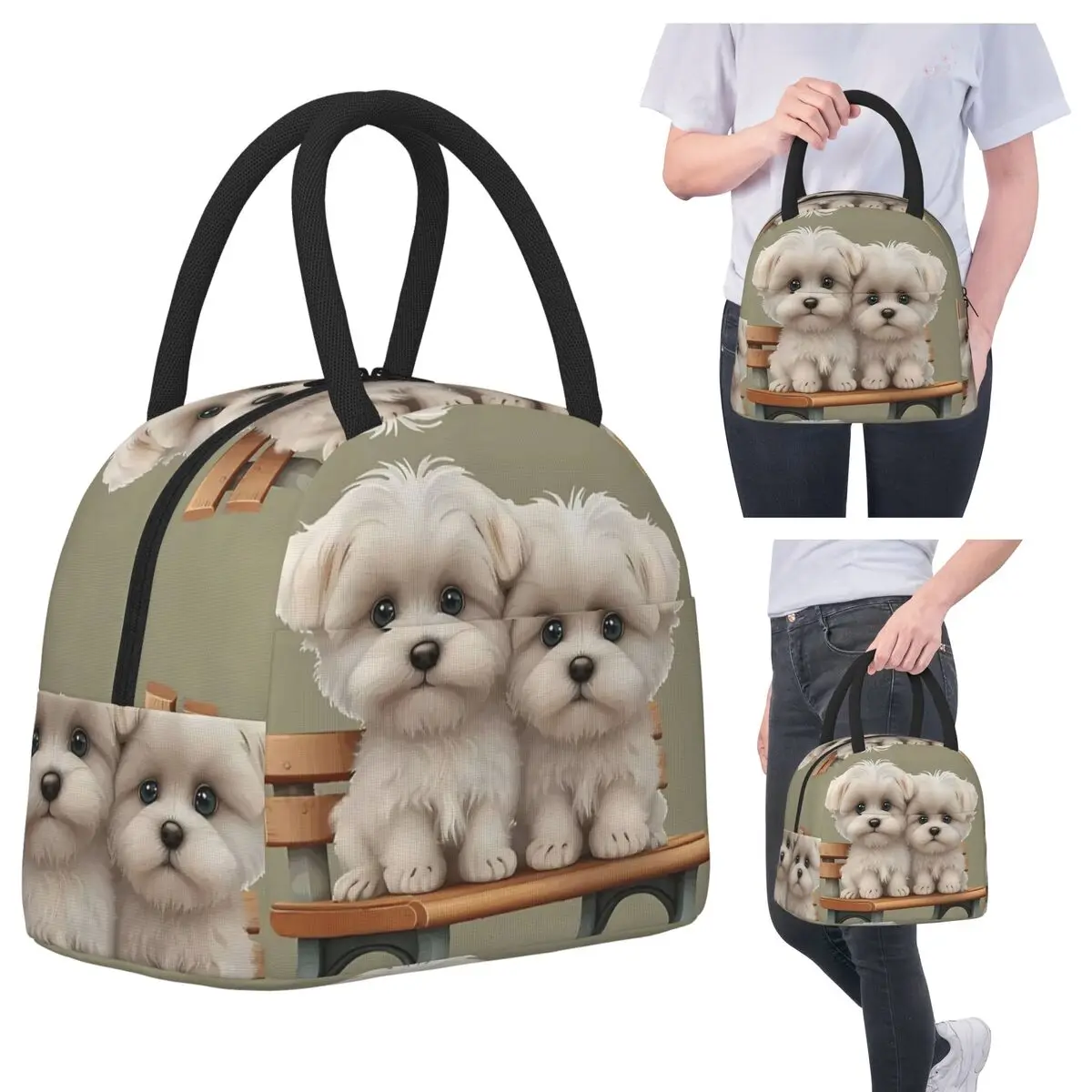 

Border Collie Pet Dog Insulated Lunch Bag for Kids School Cooler Thermal Food Box Tote Portable Lunch Boxes Container