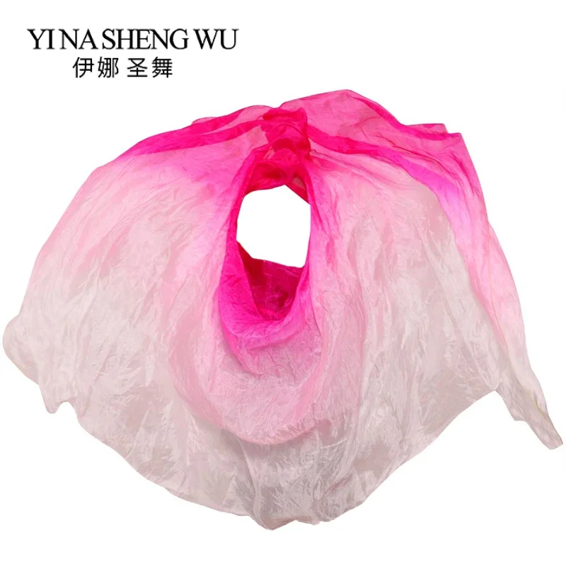 1Pc Puntelli di danza del ventre in seta naturale Donne Ragazze Velo da performance sul palco Rosa + Rosa + Velo di seta di danza del ventre bianco 250/270 cm * 114 cm