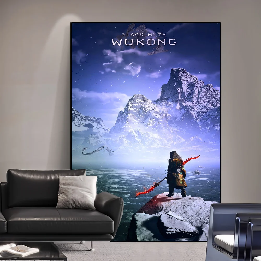 Black Myth Wukong Whitepaper Poster Waterproof Paper Sticker Coffee House Bar Posters Wall Stickers