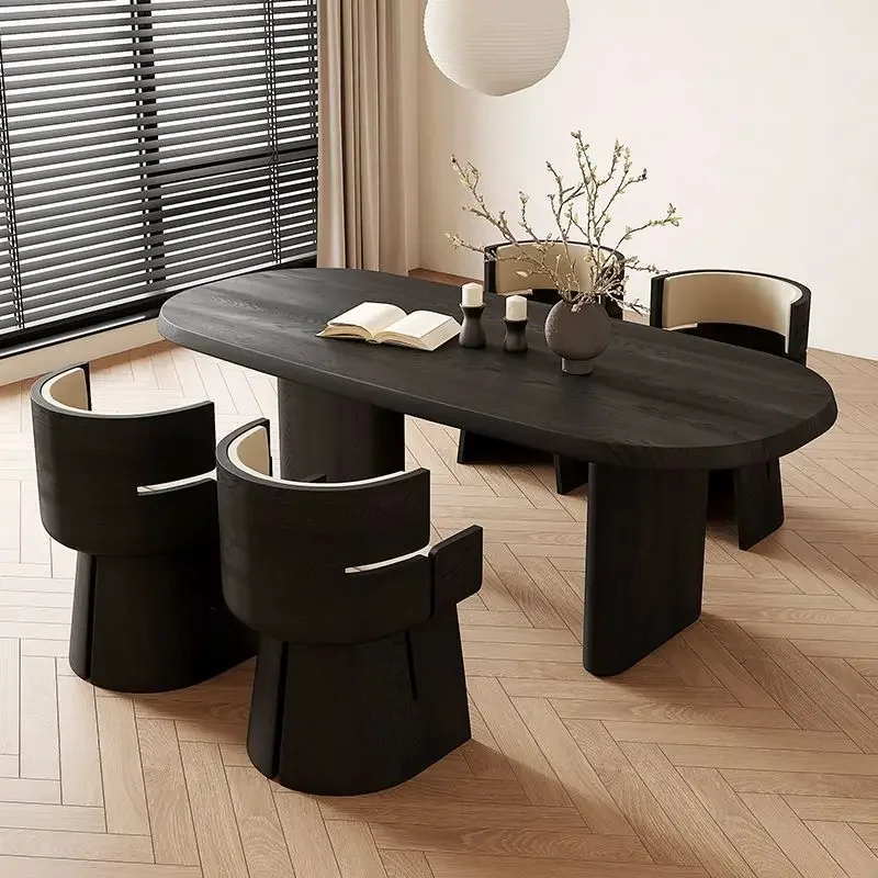 TQH7.2 Nordic medieval style solid wood dining table wabi style modern minimalist desk desk family rectangular workbench