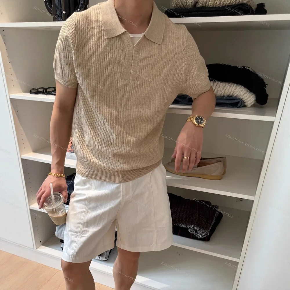 

Short-sleeved Polo Shirt for Men in Summer, Light and Breathable Seagull Collar Handsome Half-sleeved T-shirt Trendy