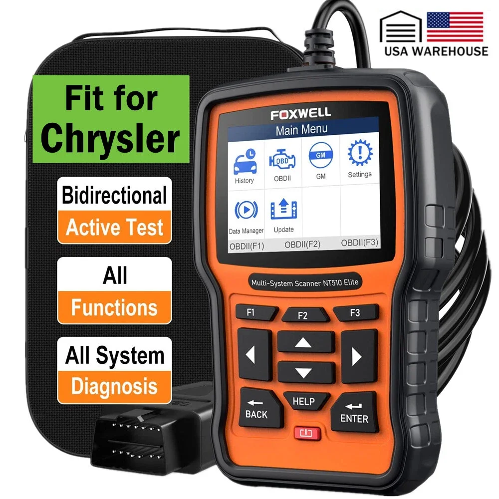 FOXWELL NT510 Elite for Chrysler JEEP Dodge Bidirectional Control OBD Scanner All System Code Reader 30+ Reset Diagnostic Scan