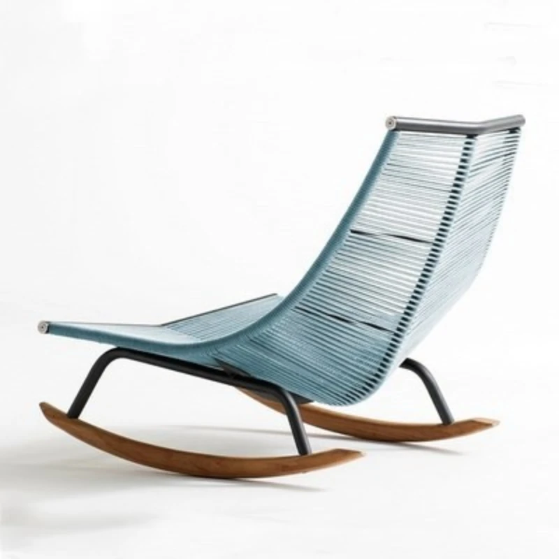Outdoor rattan rocking chair, courtyard villa, garden rattan chair, outdoor simple rope sofa, lazy table and chair
