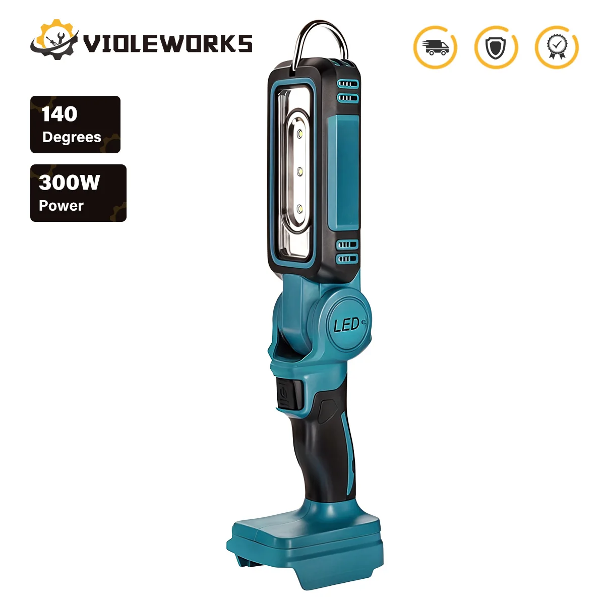 

300W 1000 Lumens Cordless LED Work Light Two Levels Adjustable 140° Rotatable Head Handheld Lamp for Makita 18V MAX Battery