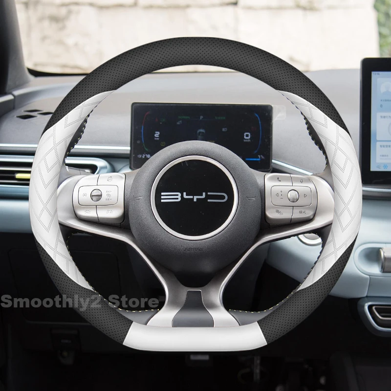 

Leather Car Steering Wheel Cover For BYD Dolphin Surf Seagull 2023-2025 Non-slip Auto Steering Wheel Dolphin Mini Accessories
