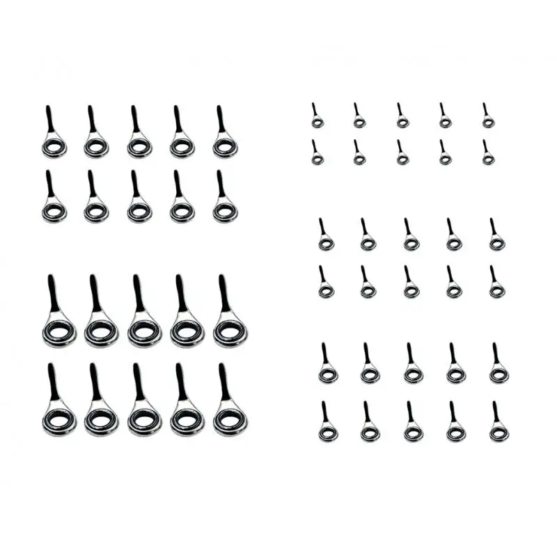 Set of 10 Telescopic Fishing Rod Guides Fishing Line Guides Eyes Sets Tip Top Repair Kit Fishing Accessories 4# 5# 6# 8# 10#