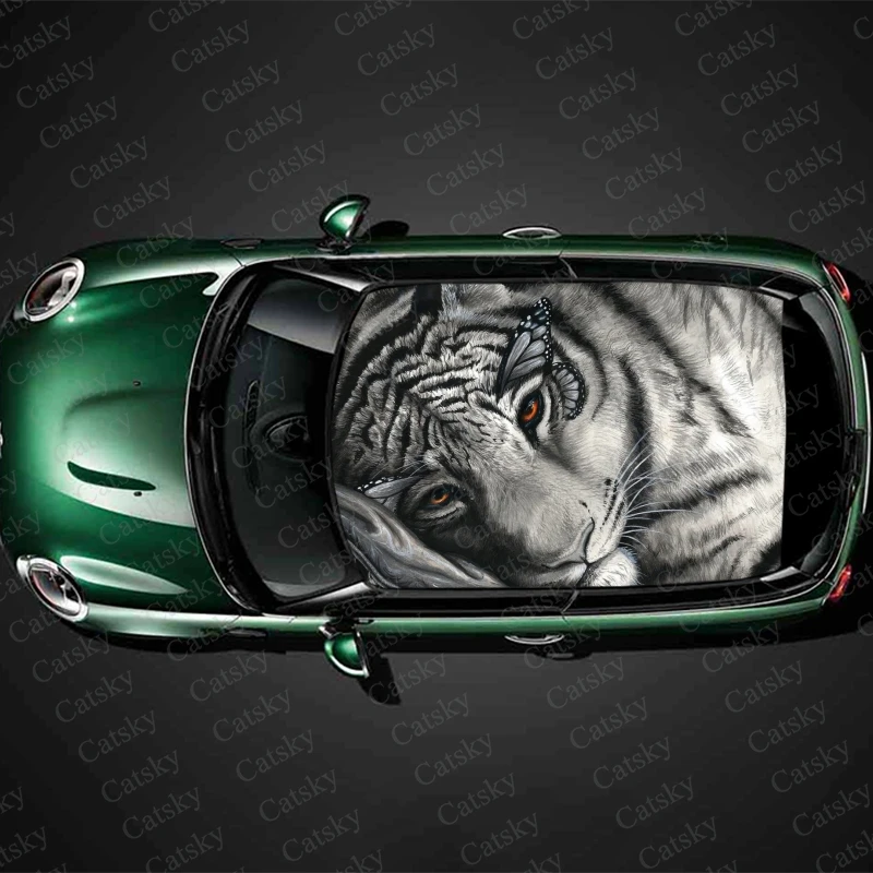 

white tiger animal Car stickers decals car roof sunroof decoration stickers vinyl wrap modified itache car stickers decals