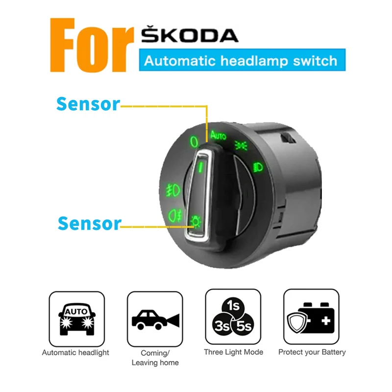 Car Automatic Fog Headlight Control Switch For Volkswagen Skoda Fabia Combi Tour NJ Skoda Octavia 5E Scout 3 MK3 5E0 941 431D