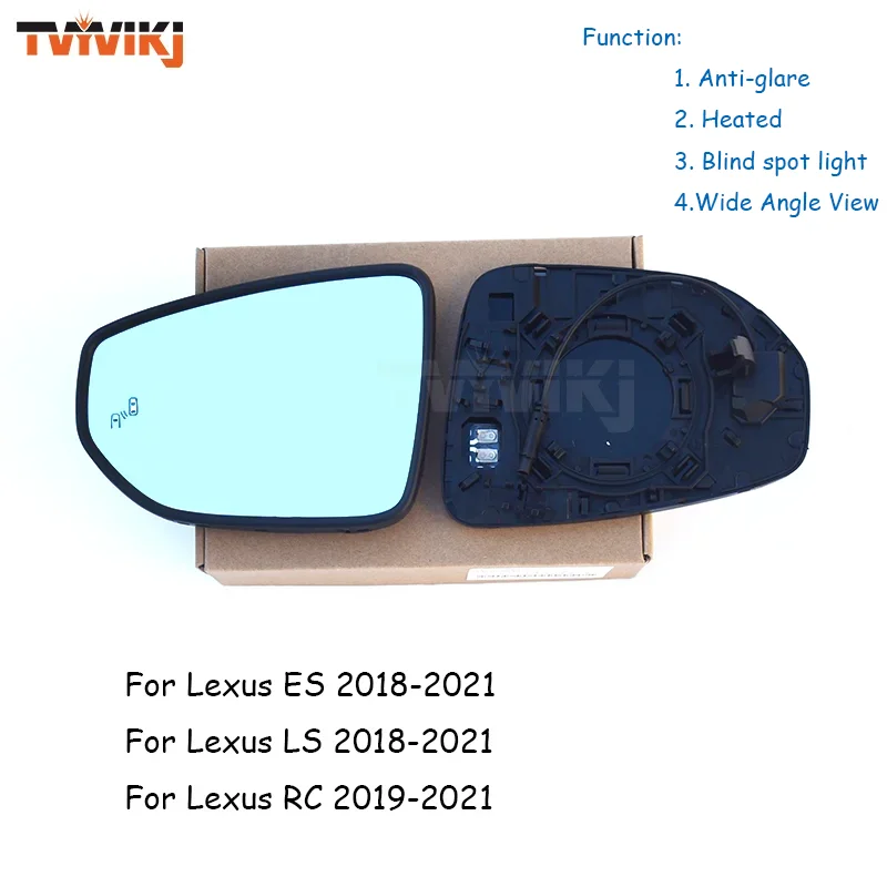 

outer Side Rearview bule Mirror with BSA light For Lexus ES 2018-2021 LS 2017-2021 RC 2019-2021 Wide Angle View ES250 ES350