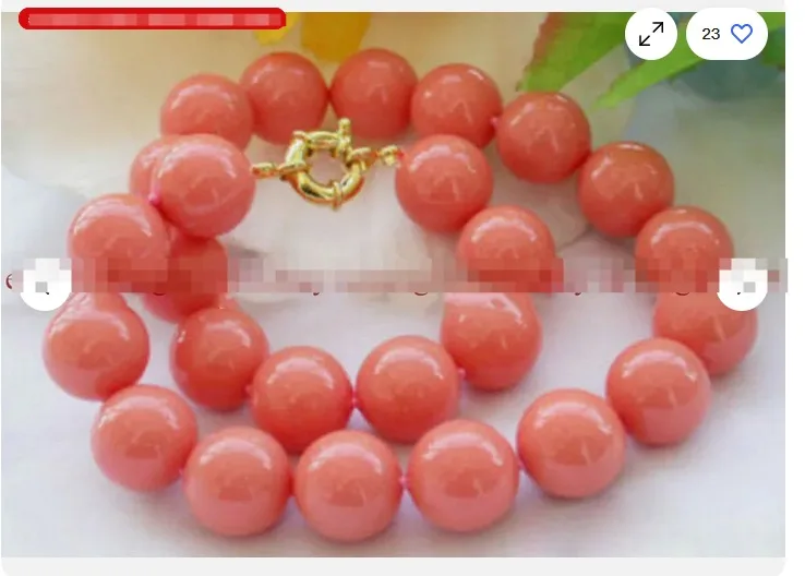 

Beautiful 12mm South Sea Pink Shell Pearl Not Pearl Round Beads Necklace 18"