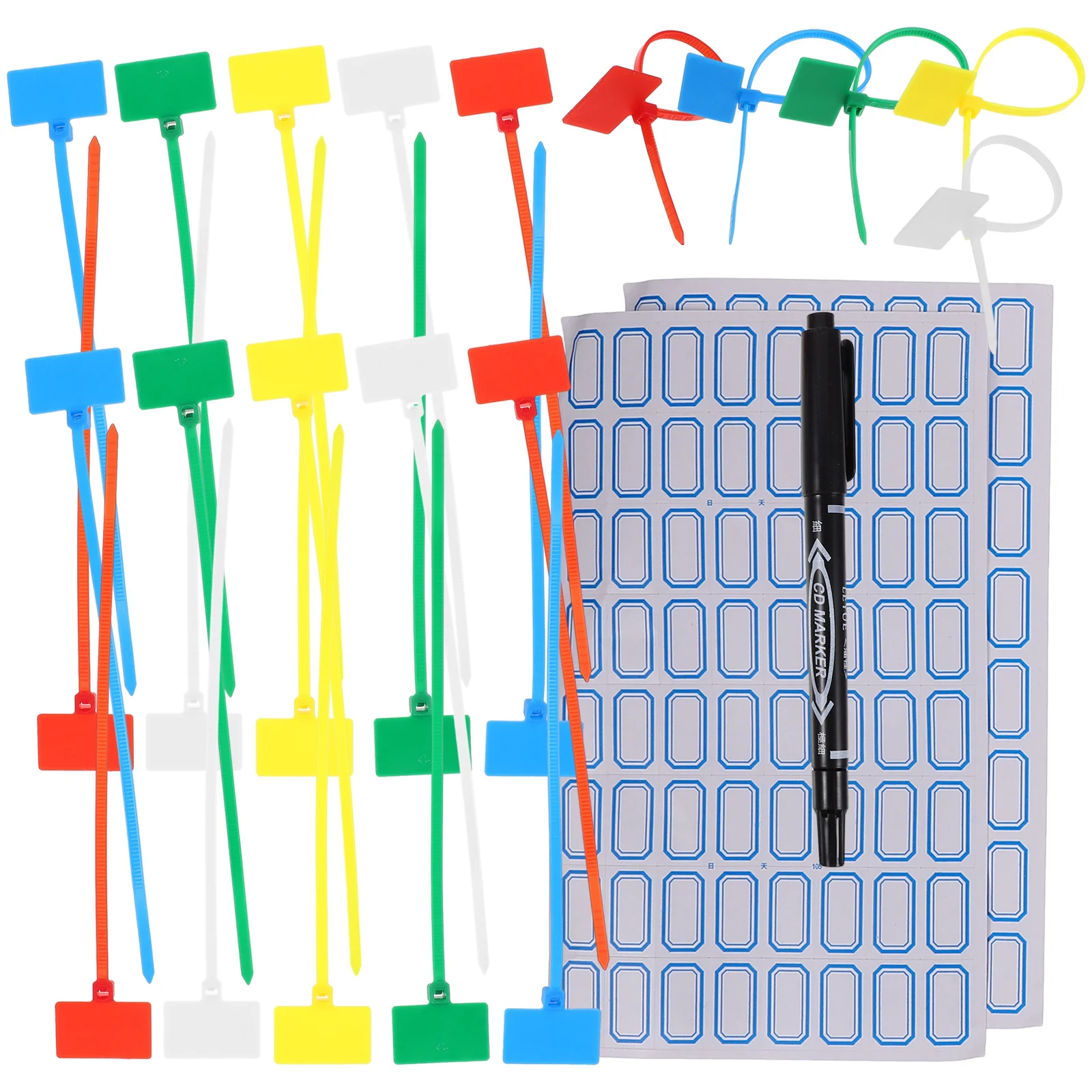 1 Set Of Nylon Cable Labels Self-Locking Wire Ties Flexible Cord Organizers For Electronics Cable Management With Color-Coded