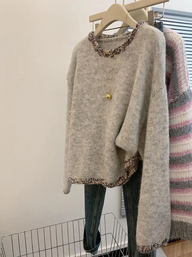 

Oaeal round Ne Casual Oversized Knitwear Sweater Women's Ele Loose Lazy Sle High End Top Commute Sle Knittedwear