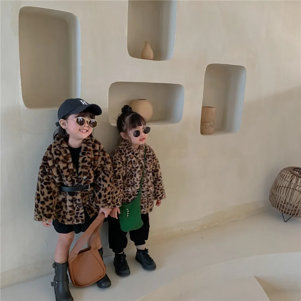 Children Jacket 2024 Autumn and Winter Girls Warm Thicken Coat Korean Children Leopard Print Coat Children Clothing