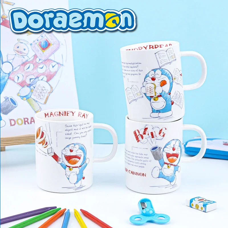 

New Doraemon Ceramic Mug Creative Cartoon Ceramic Office Living Room Mug Fashionable Trend Children's Breakfast Milk Cup Gifts