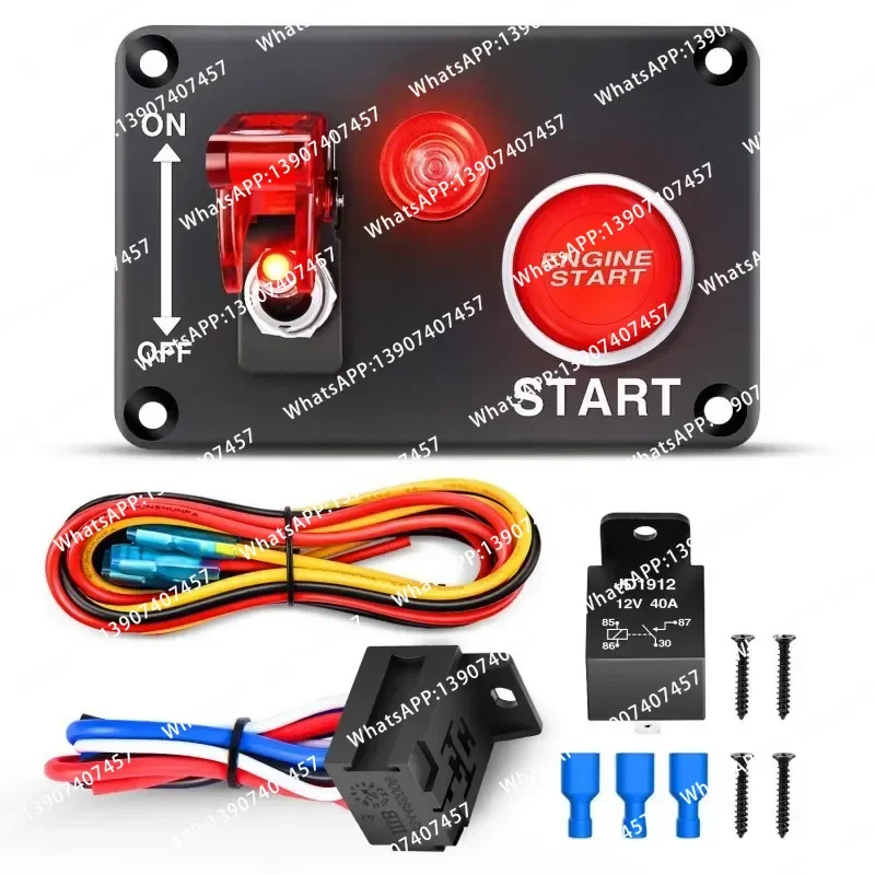 One-click start ignition switch Automotive modification Combination switch with LED light Panel switch Rocker type