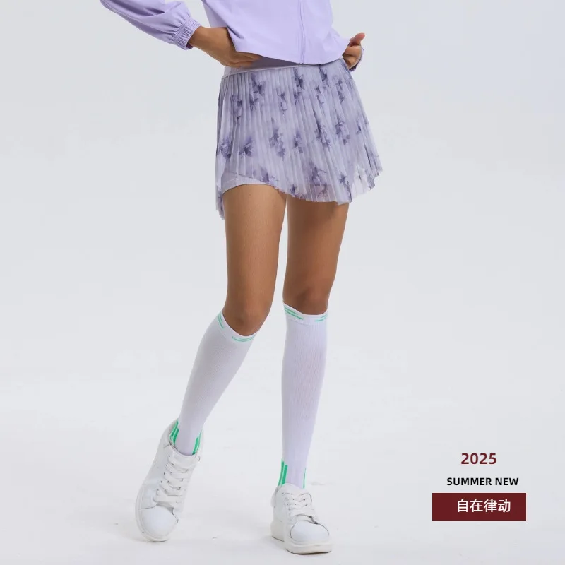 

Теннисная юбка, женская фиолетовая спортивная юбка с шортами и карманами, плиссированная одежда для бадминтона, летняя повседневная корейская одежда для тренировок, новинка