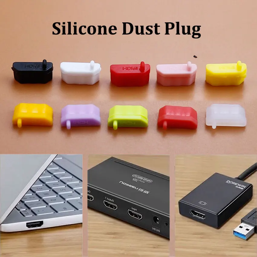 10 sztuk USB HDMI żeńska wtyczka przeciwpyłowa interfejs wysokiej rozdzielczości pokrywa ochronna do laptopa komputer stacjonarny TV uniwersalna nakładka silikonowa