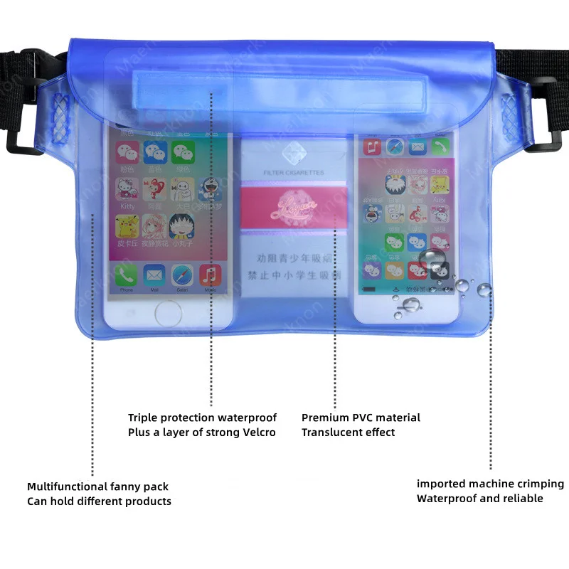 3 Layers High Waterproof Sealing Swimming Bag Large Size Transparent Underwater Dry Protection Bag For iphone mobile phone pouch