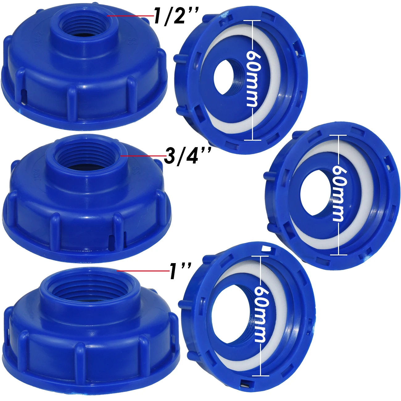 IBC Tank Fittings Universal S60 Coarse Threaded Cap 60mm Female Thread 1/2