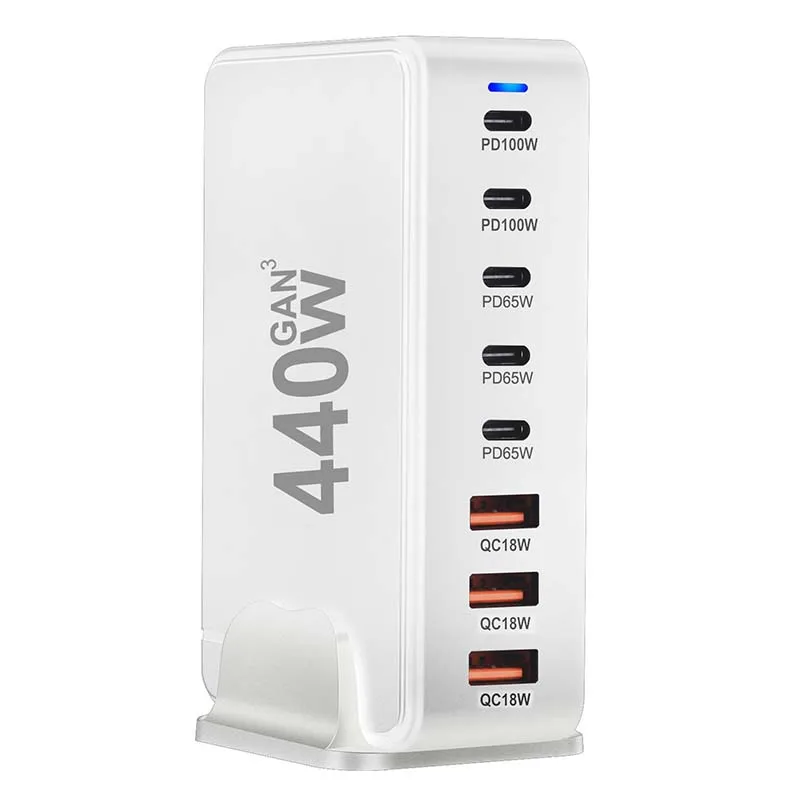 Luxmoc 440W Desktop Charger GaN Multiple Device Multi-Port Charging PD 100W 65W QC 18W USB Type-C Fast Charger