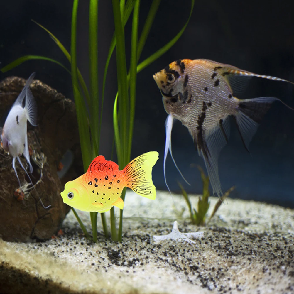 2Pcs Artificial Goldfish Figures Luminous Realistic Fish Tank Decorations Visually Appealing Home Office Aquarium Decor