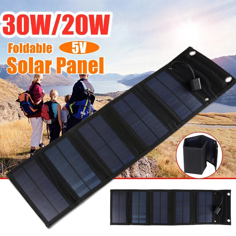 30W Foldable USB Solar Panel Solar Cell Portable Folding Solar Panel Charger Outdoor Mobile Power Battery Charger