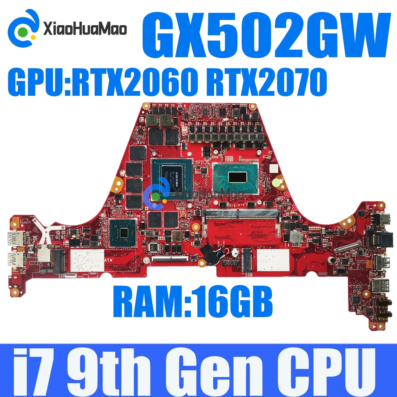 

GX502GV With i7-9750H CPU 16GB-RAM RTX2060 RTX2070 Laptop Motherboard For Asus ROG GX502GW GX502GV GU502GW GU501LWS Mainboard