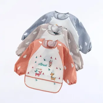 Baby Bibs Cute Colorful Cartoon Waterproof Bib Infant Eating Children Drawing Long Sleeve…
