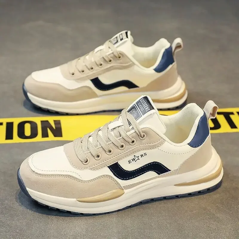 Sapatos masculinos 2025 primavera respirável tênis de corrida tendência versátil sapato casual sola grossa pai masculino sapato na moda