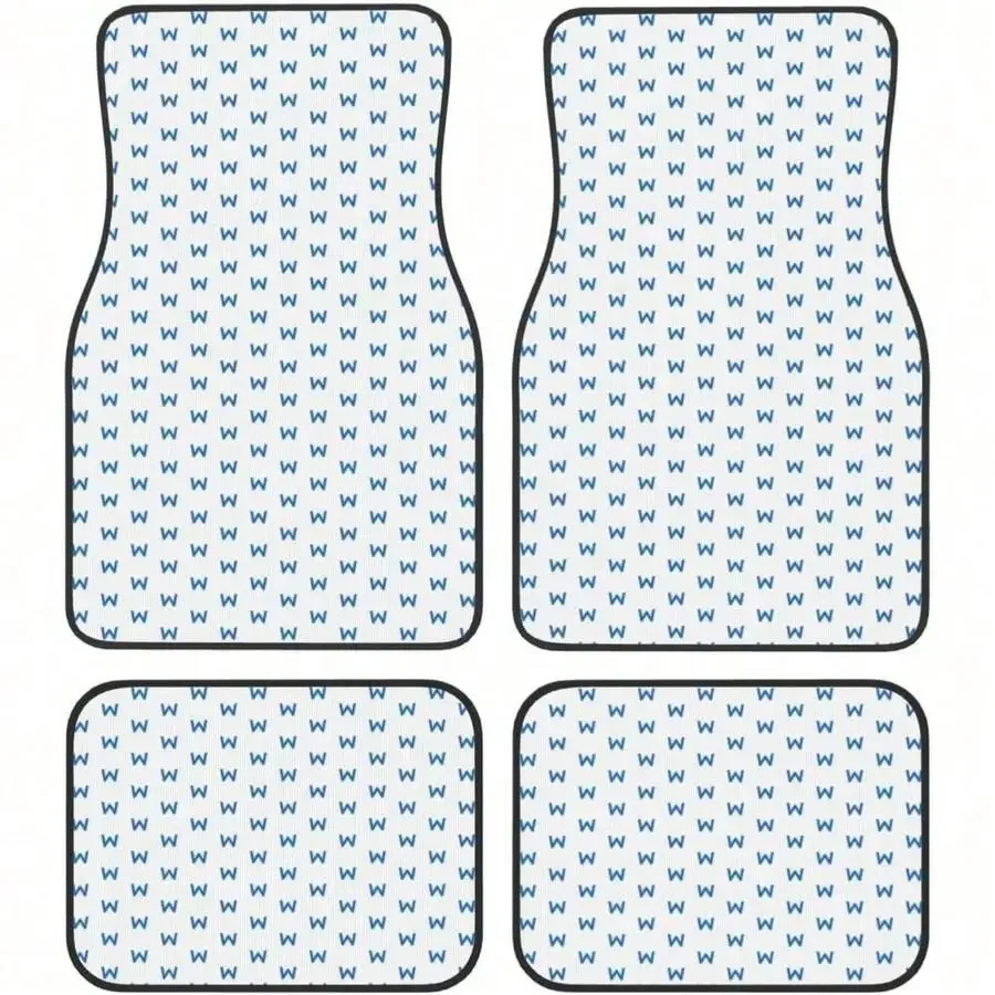

4 Piece Brown Checkered Scottish Wool Auto Interior Floor Mats Durable Front & Rear Carpets For Car Truck SUV & Van