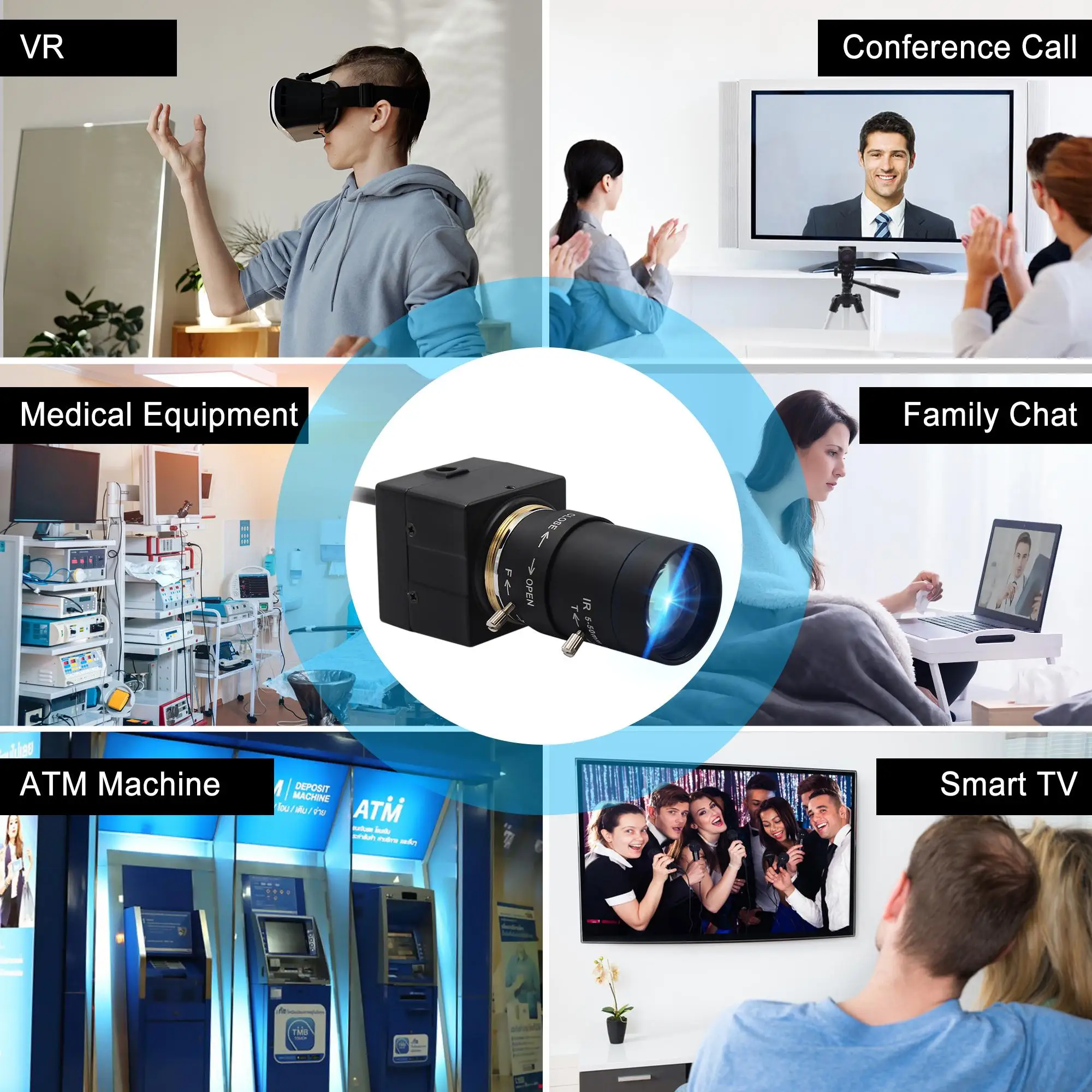 ELP 100fps USB-Webcam 2MP 1080P, 2,8-12 mm Varifokalobjektiv, Plug-and-Play, OpenCV-kompatibel für Videokonferenzen, Linux, Windows