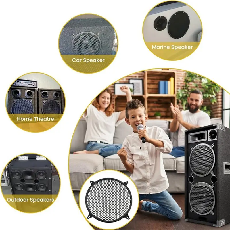【HAPPY】Grill Protective Case 2 Pack 12 Inch Mesh Subwoofer Speaker Grills Covers For Home Audio Car, Black