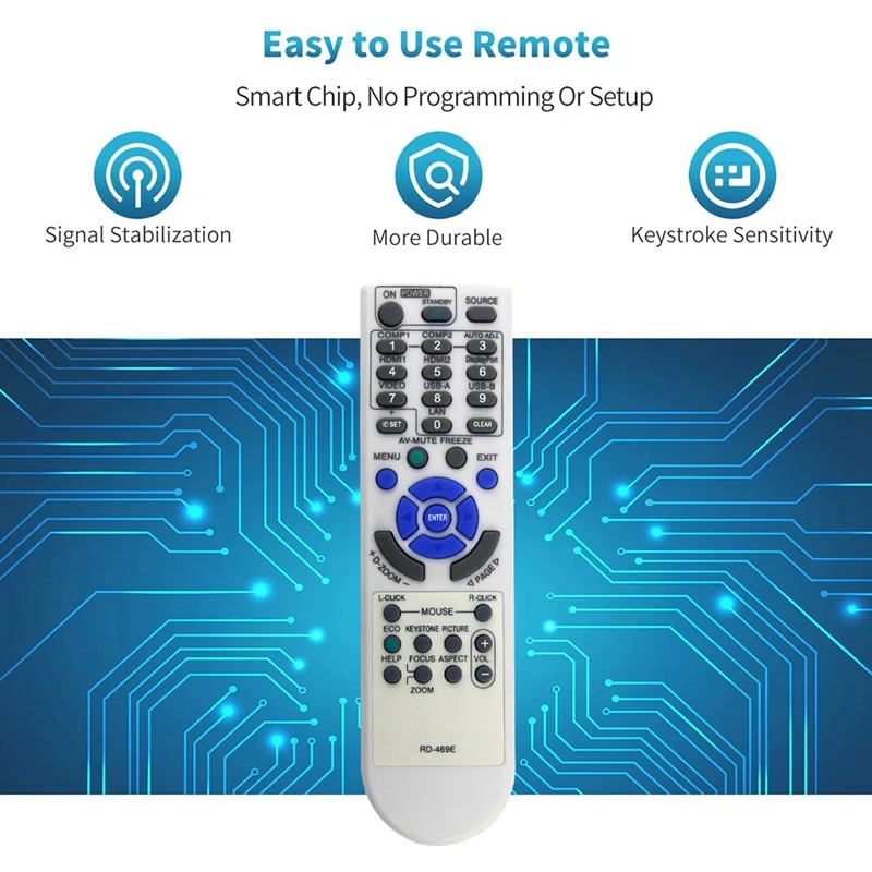 Mando a distancia de repuesto para proyector NEC VE303X, VE303, V302X, V332W, V302H, RD-469E, NP-V332W, NP-UM361X, NP-V302X, NP-UM351W