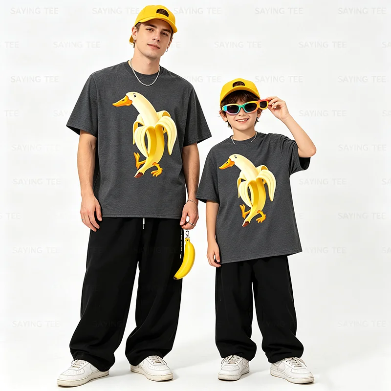 Lustiges Enten-in-Bananen-T-Shirt Y2K Tierliebhaber Bananen-Kleidung Neuartiges Geschenk Humor Enten-Kunst Grafik Streetwear Bekleidung Spruch-T-Shirt – Detail 6