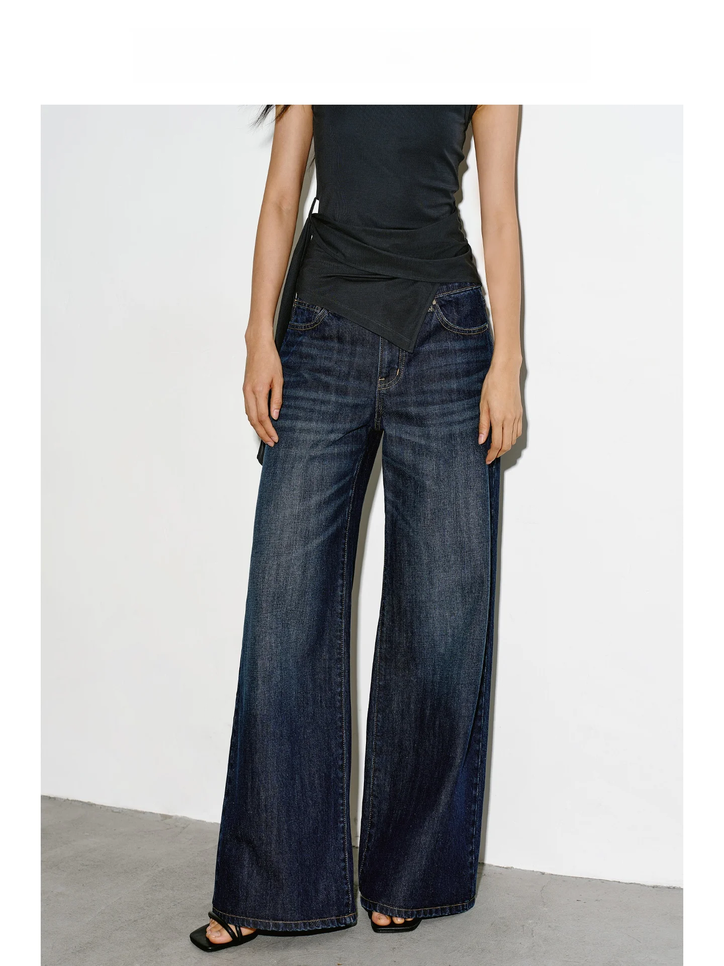 

EIGHTHMONTH High Waist Straight Leg Jeans Women's Slimming Flared Pants High Waist Cotton Denim Shorts for Ladies