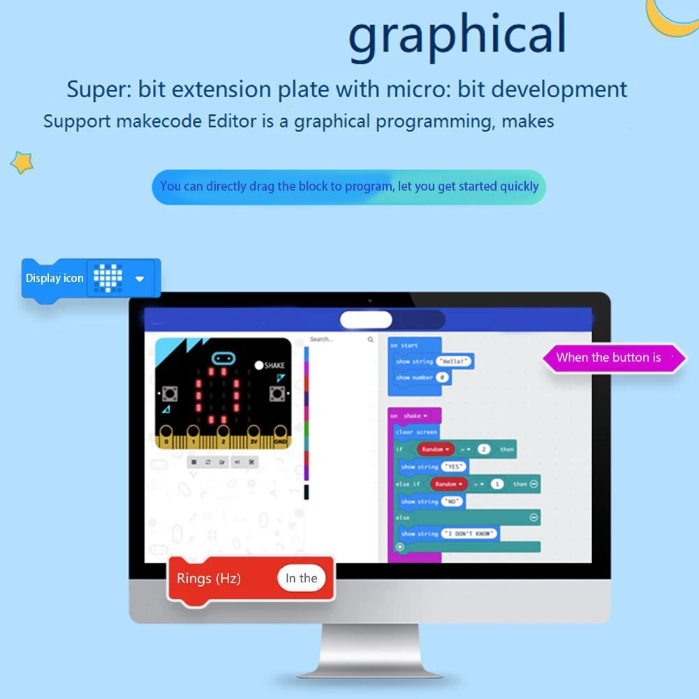 Ab53 para micro: placa de expansão de bits, placa de driver de desenvolvimento servo do motor para programação python, sensor microbit