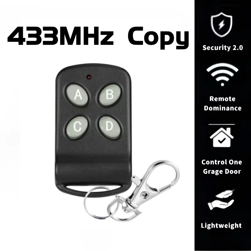 

10/5PCS 433Mhz RF Garage Door Remote Control Duplicator 4 Keys Fixed Code Grabber Clone Gate Key Fob Command Hand Transmitter