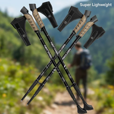 2PCS Nordic Walking Poles Trek Pole Telescopic Alpenstock 7075 Aluminum Alloy Shooting Crutch Senderismo Walking Stick Hiking