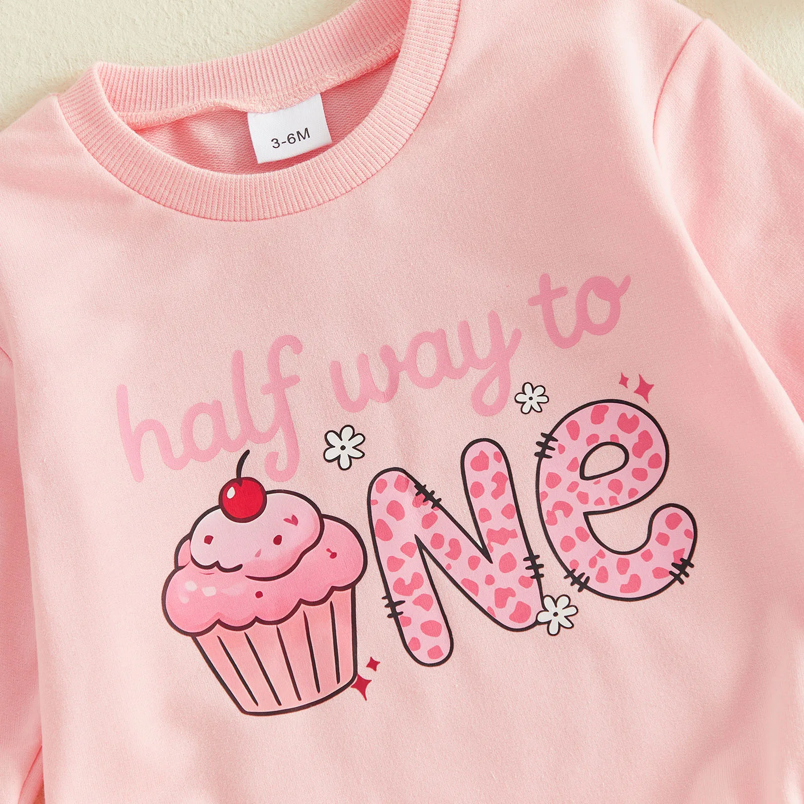 Casual Baby Half Birthday Sweatshirt Romper Print Crew Neck Long Sleeve Bodysuits Jumpsuit Birthday Gifts